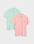 2 Pack Single Jersey Cotton Polo Shirts in Mint Green & Pink