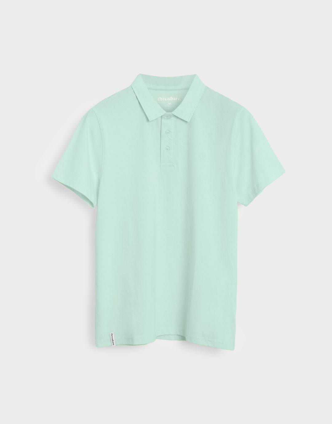 Threadbare Single Jersey Cotton Polo Shirts (2 Pack) in Mint Green & Pink - mint green flat lay