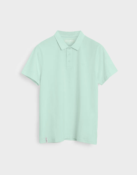 Threadbare Single Jersey Cotton Polo Shirts (2 Pack) in Mint Green & Pink - mint green flat lay