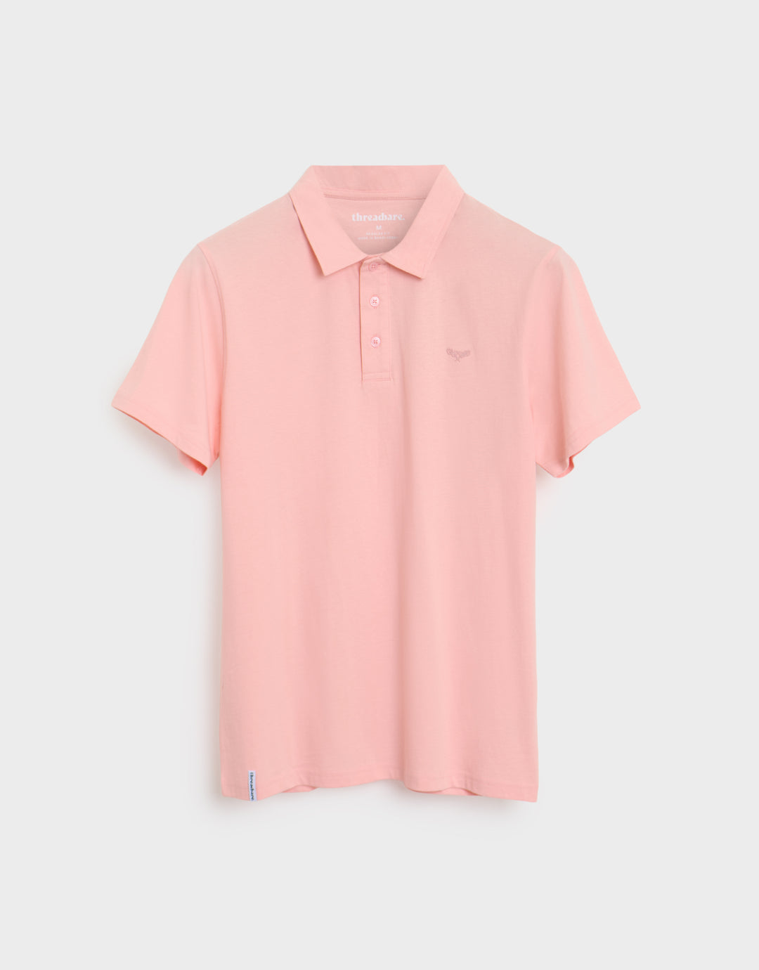 Threadbare Single Jersey Cotton Polo Shirts (2 Pack) in Mint Green & Pink - pink flat lay