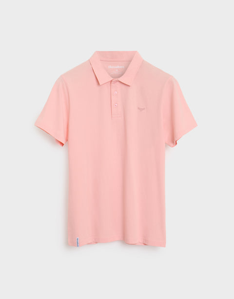 Threadbare Single Jersey Cotton Polo Shirts (2 Pack) in Mint Green & Pink - pink flat lay
