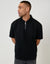Black Oversized Quarter Zip Polo Shirt
