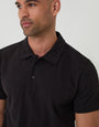 Threadbare Textured Cotton Polo Shirt in Black - close up
