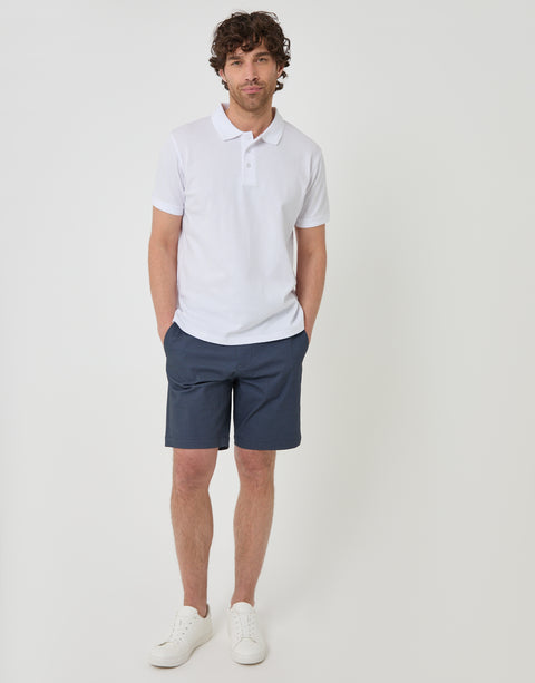 Threadbare Textured Cotton Polo Shirt in White - full body