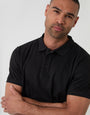 Threadbare Textured Cotton Polo Shirt in Black - front view close