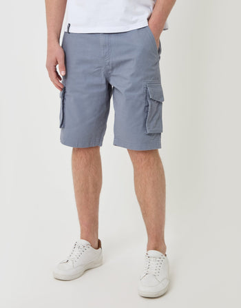 Threadbare Cargo Shorts in Misty Blue - Front View