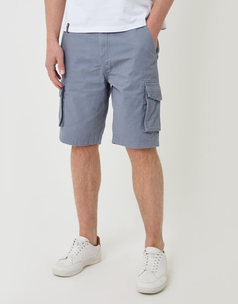 Threadbare Cargo Shorts in Misty Blue - Front View