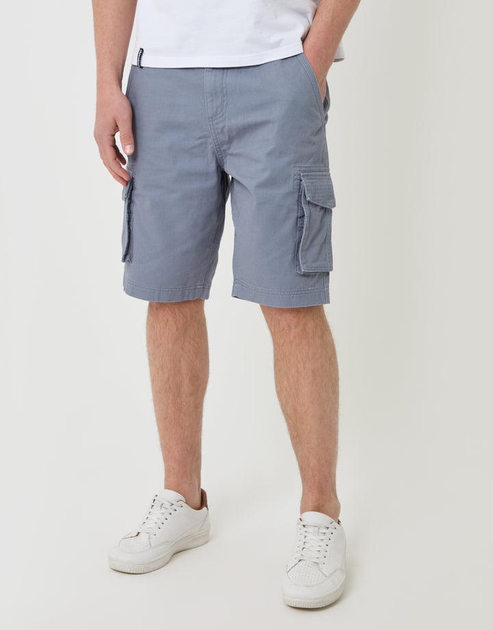 Threadbare Cargo Shorts in Misty Blue - Front View