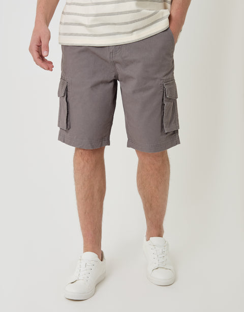 Thradbare Cargo Shorts in Charcoal Grey - Front View