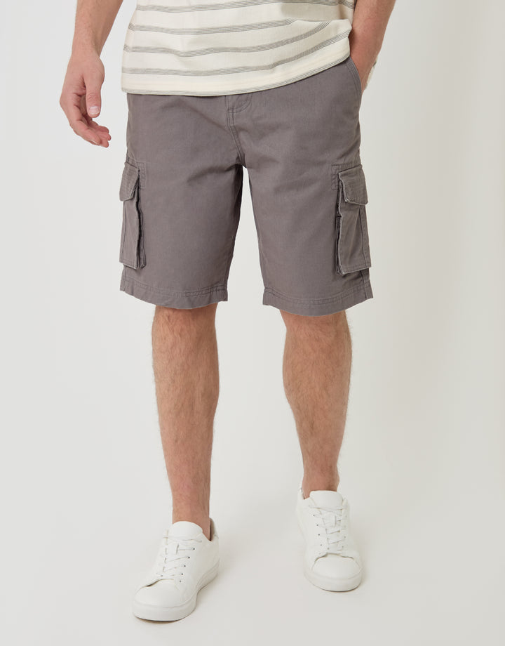 Thradbare Cargo Shorts in Charcoal Grey - Front View