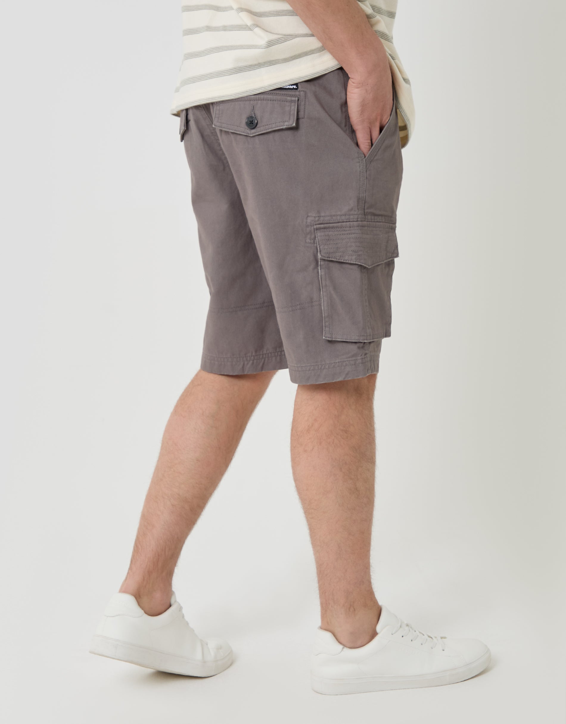 Threadbare Men's Charcoal Grey Cotton Cargo Shorts