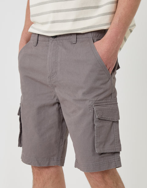 Thradbare Cargo Shorts in Charcoal Grey - Front Close View