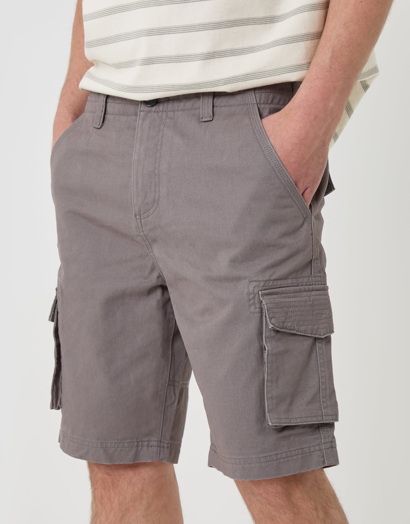Threadbare Men's Charcoal Grey Cotton Cargo Shorts