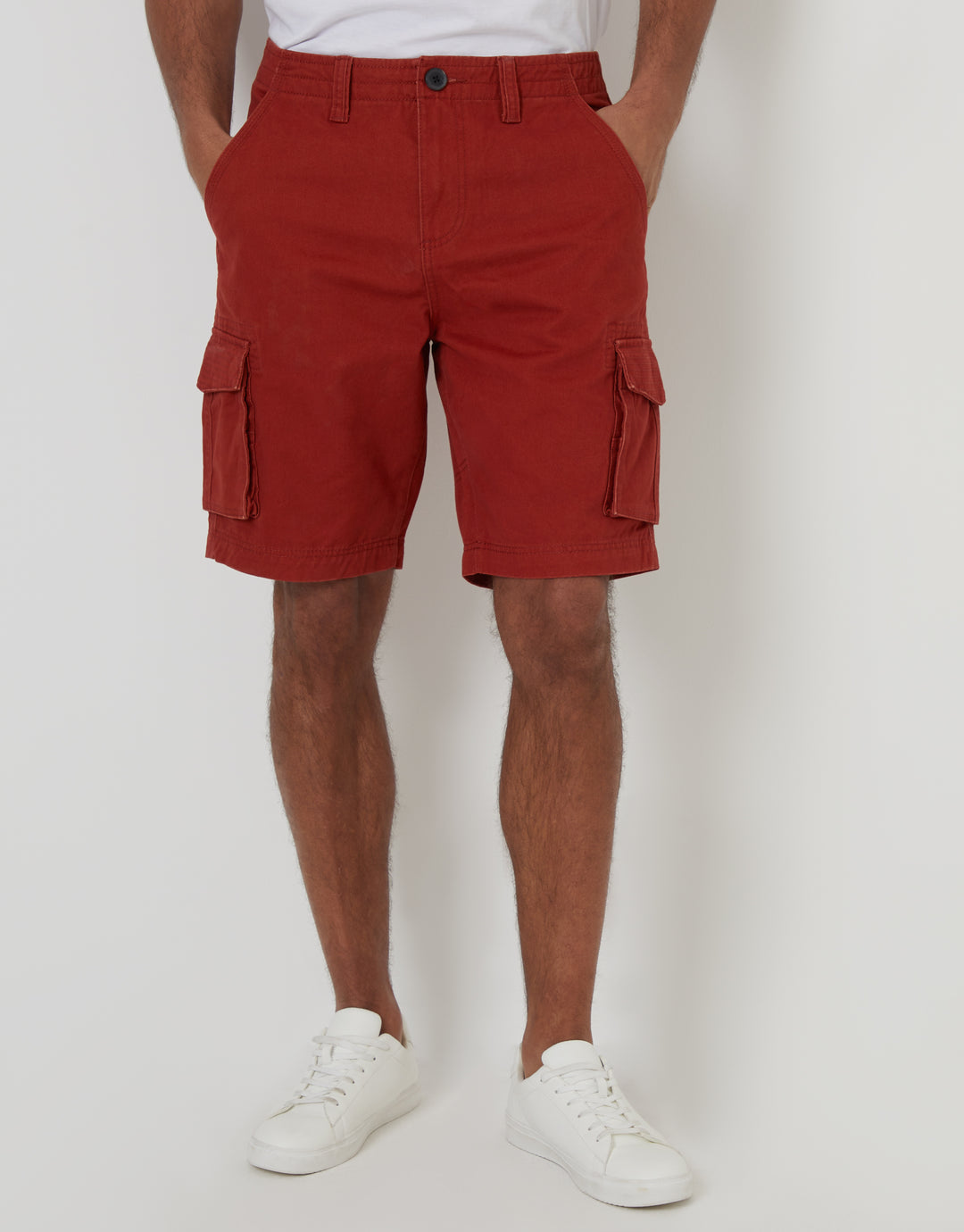 Threadbare Cargo Shorts in Rust Orange - front view