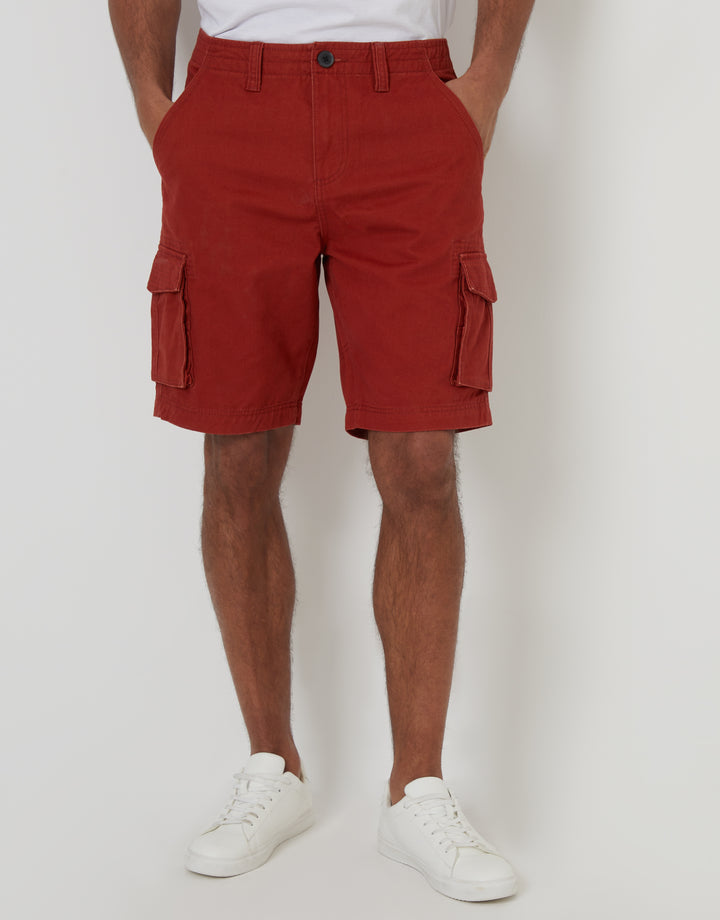 Threadbare Cargo Shorts in Rust Orange - front view