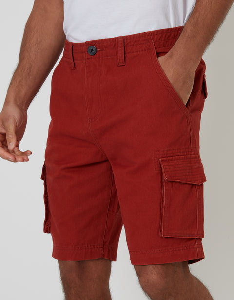 Threadbare Cargo Shorts in Rust Orange - front close up view