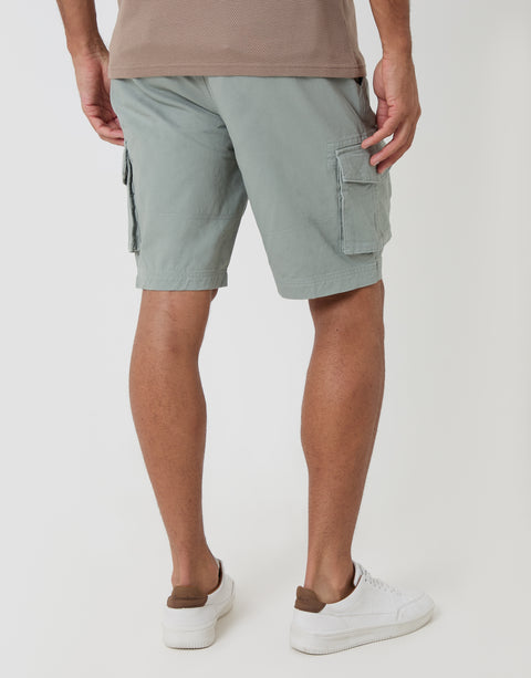 Threadbare Cargo Shorts in Sage Green - back view