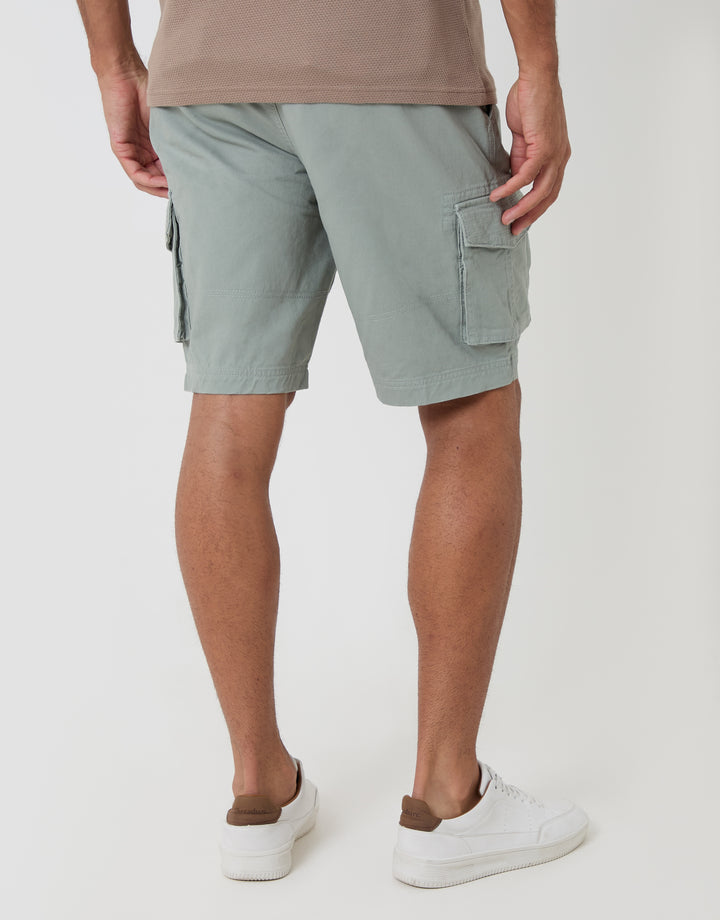 Threadbare Cargo Shorts in Sage Green - back view