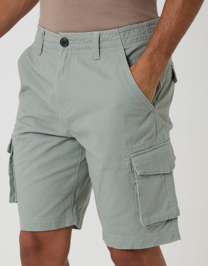 Threadbare Cargo Shorts in Sage Green - pockets close up