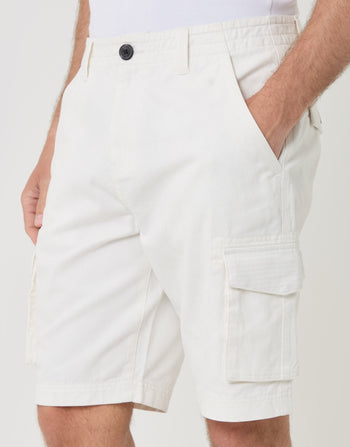 Threadbare Cargo Shorts in White - close up