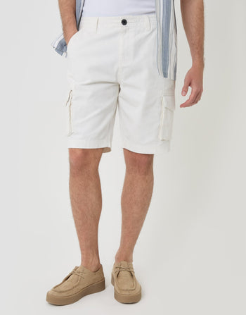 Threadbare Cargo Shorts in White - front view