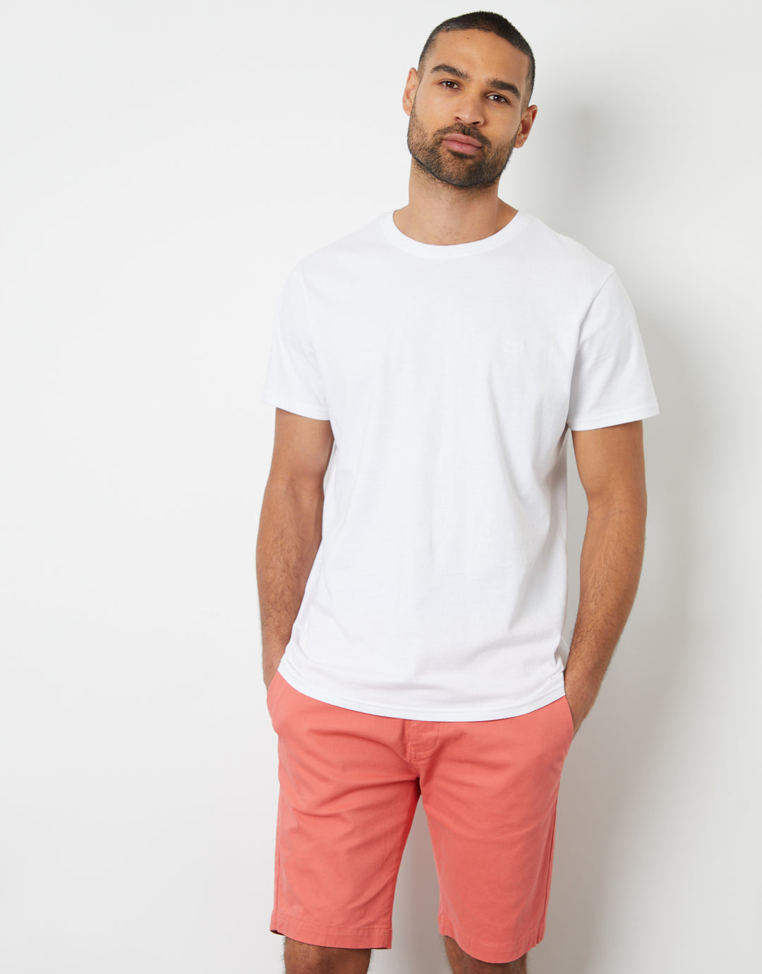 Coral Pink Slim Fit Chino Shorts
