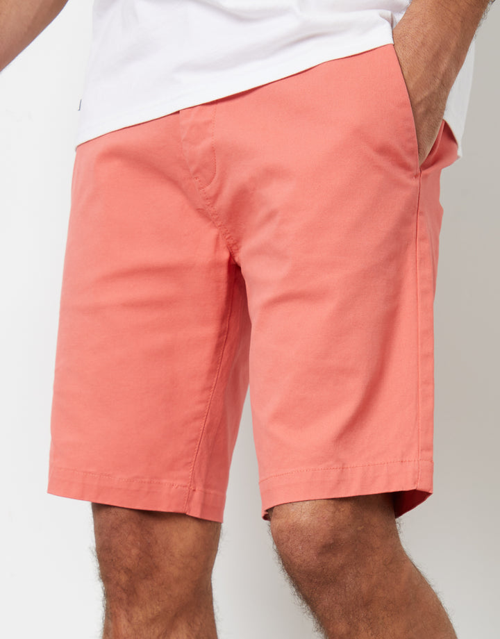 Coral Pink Slim Fit Chino Shorts