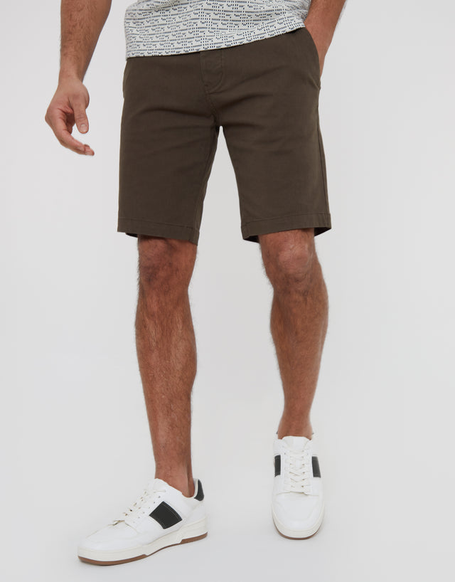 Men's Chocolate Slim Fit Chino Shorts