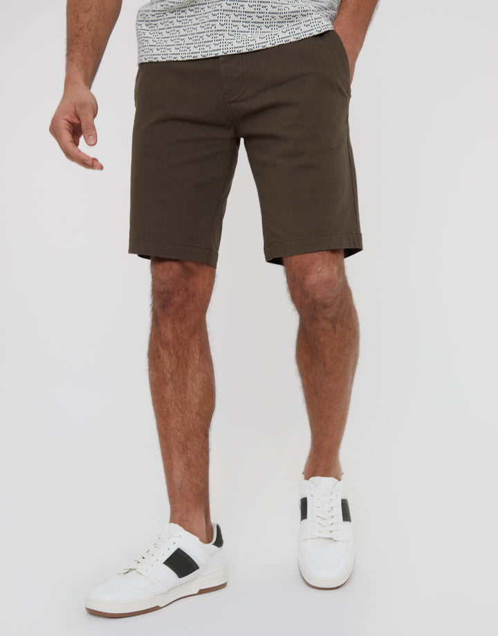 Chocolate Brown Slim Fit Chino Shorts