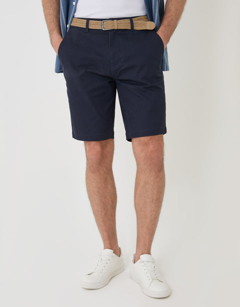Threadbare Belted Chino Shorts in Navy - front view
