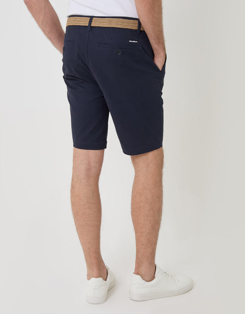 Threadbare Belted Chino Shorts in Navy - back view