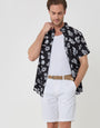 Threadbare Belted Chino Shorts in White - full body