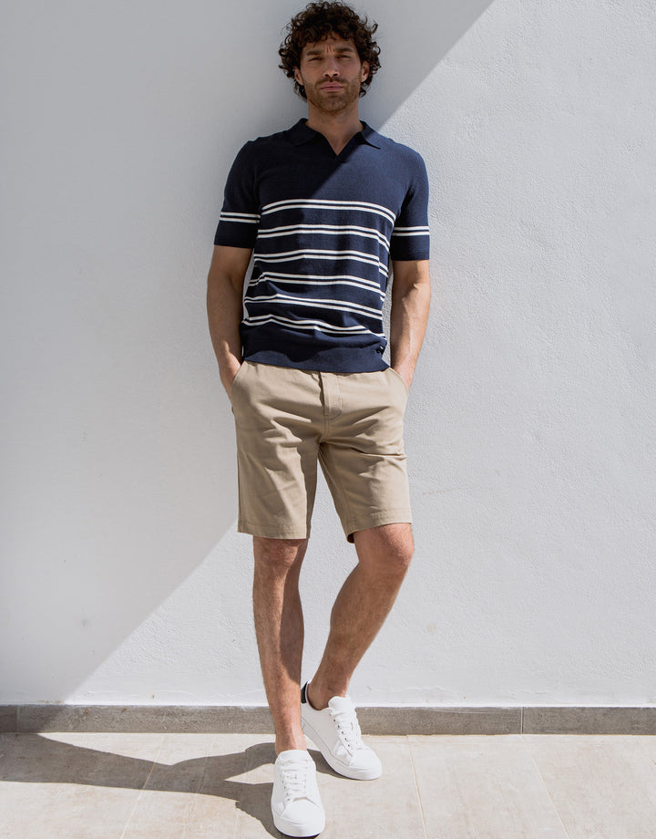 Stone Belted Chino Shorts