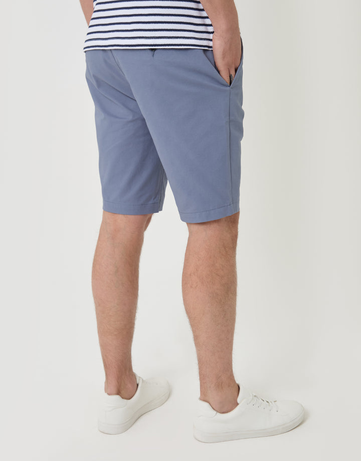 Threadbare Belted Chino Shorts in Misty Blue - back view