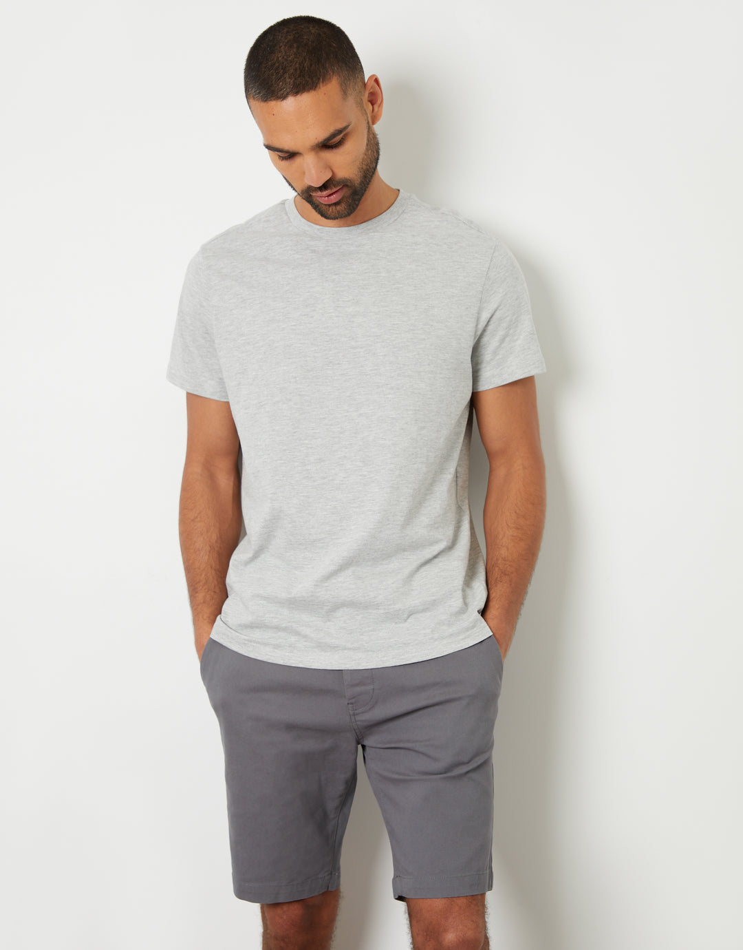 Slate Grey Belted Chino Shorts