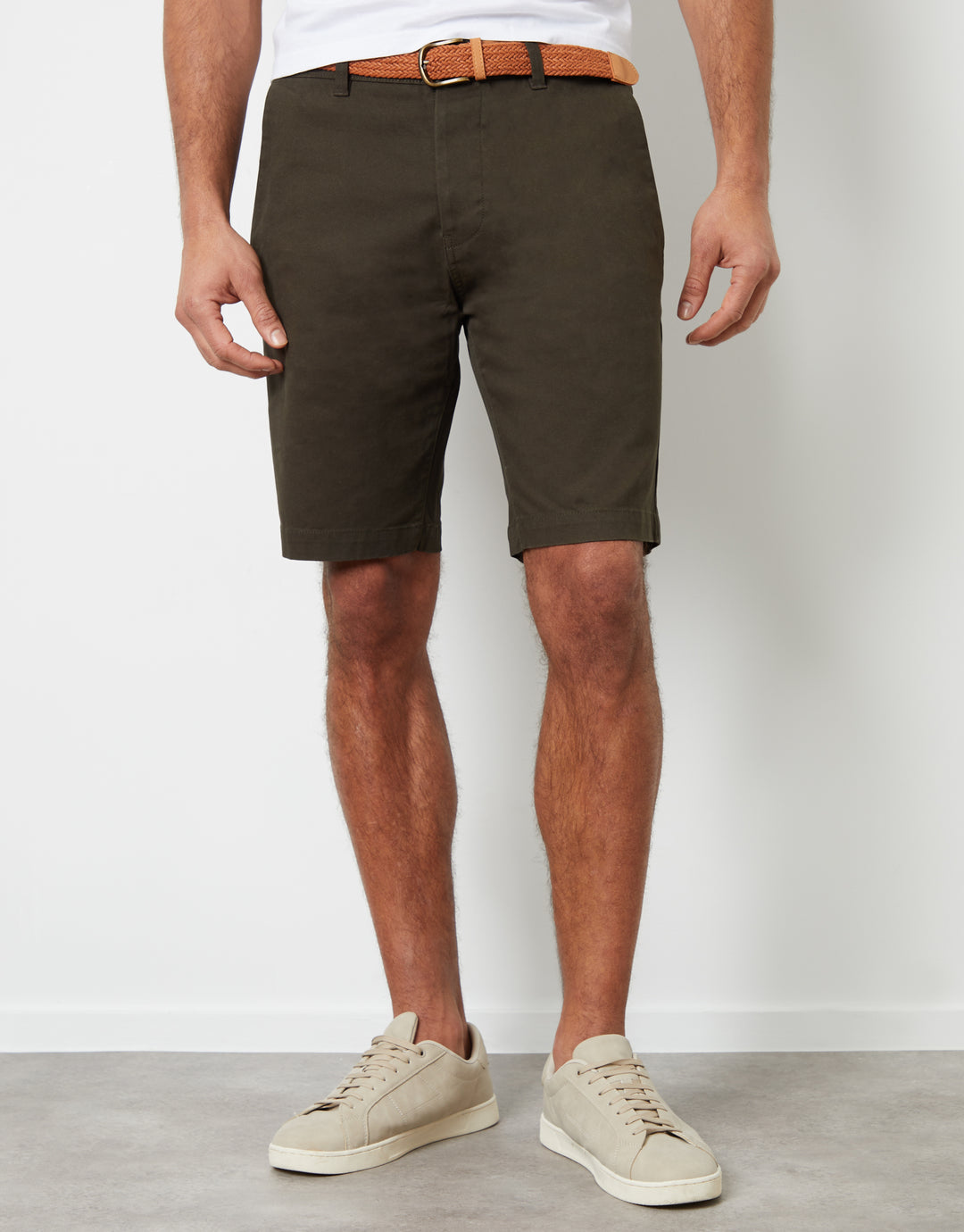 Forest Green Belted Chino Shorts