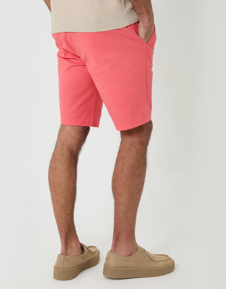 Threadbare Belted Chino Shorts in Coral Pink - back view