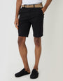 Threadbare Belted Chino Shorts in Black - front view