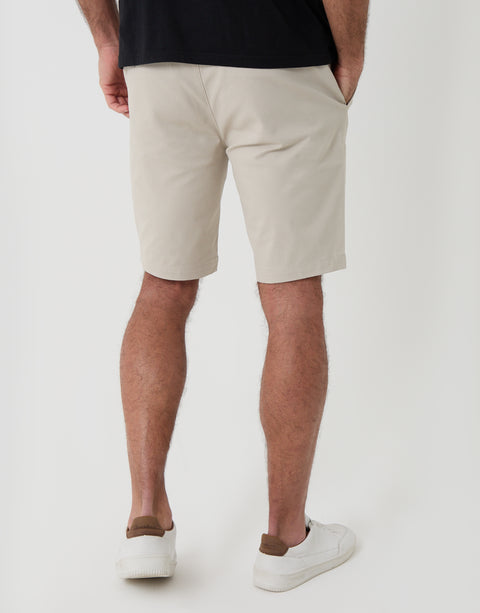 Threadbare Belted Chino Shorts in  Light Stone - Back View