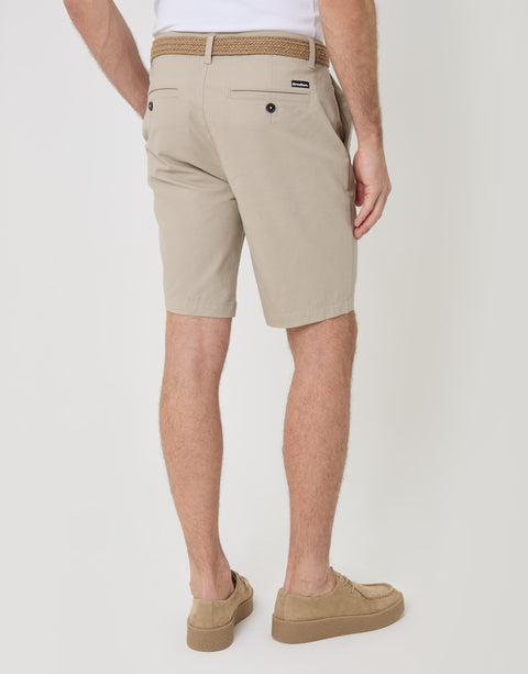 Threadbare Belted Chino Shorts in Stone -  back view