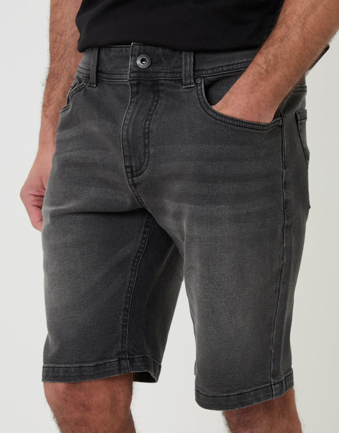 Grey Wash Denim Shorts