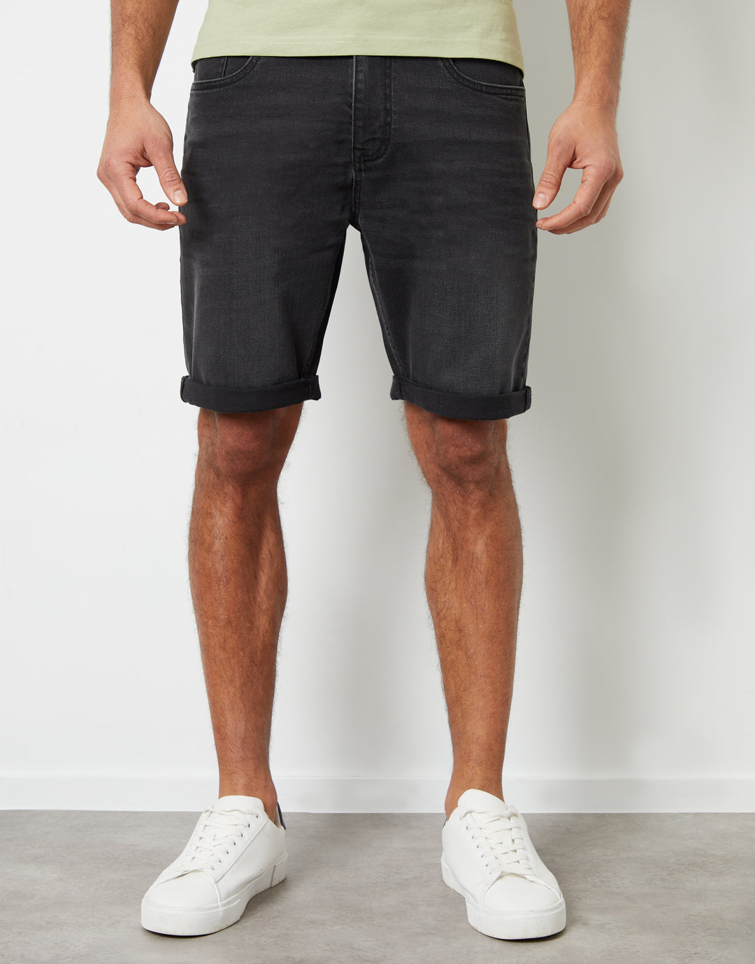 Grey Wash Denim Shorts