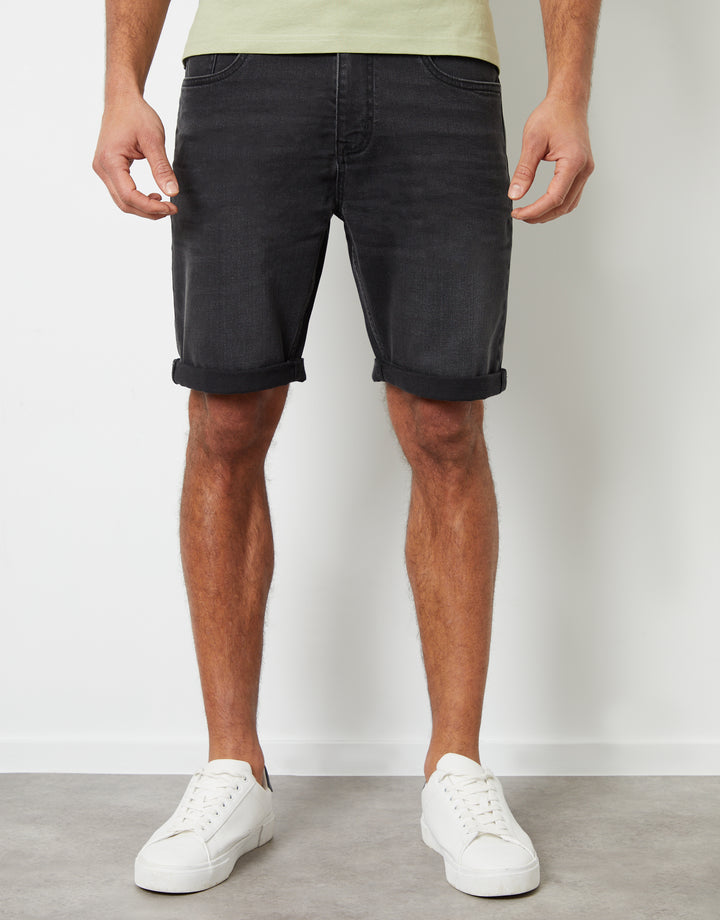 Grey Wash Denim Shorts