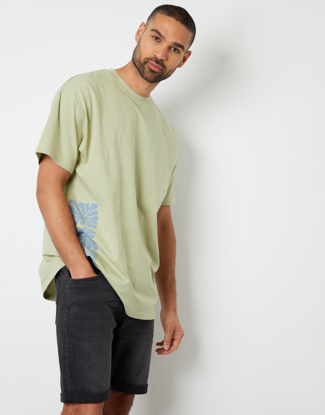 Grey Wash Denim Shorts