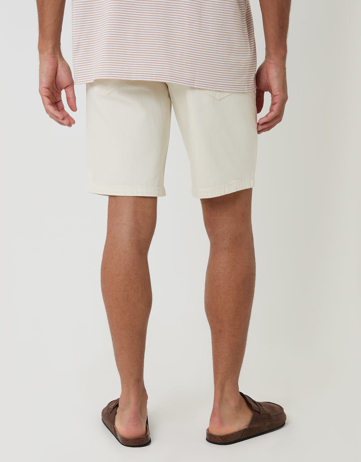 Threadbare Denim Shorts in Ecru - back view