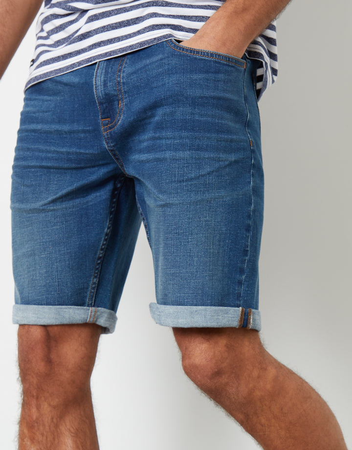Mid Wash Blue Denim Shorts