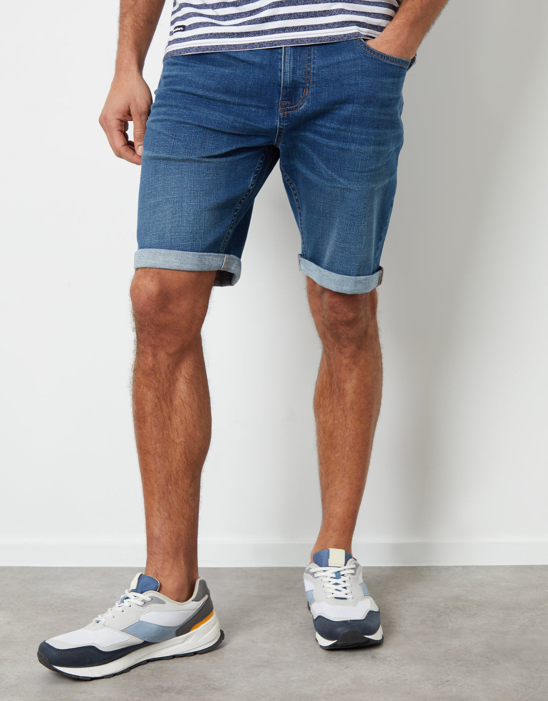 Mid Wash Blue Denim Shorts