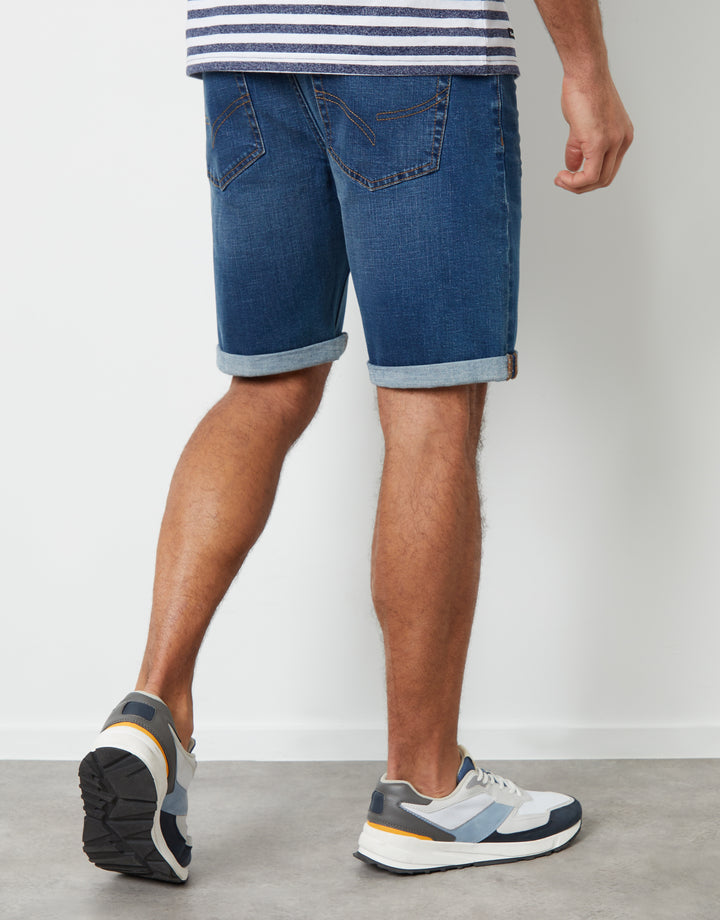 Mid Wash Blue Denim Shorts