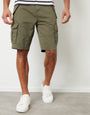 Threadbare Men' Khaki Green Cotton Utility Cargo Shorts