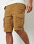 Camel Brown Cotton Utility Cargo Shorts
